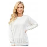 (Small) Classic Crew Neck Knit Sweater, White (US)