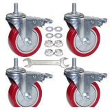 DICASAL 4' Stem Casters M12-1.75 Brakes (4)