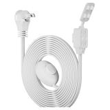 2 Prong 3-Outlet Flat Plug Cord, 15 ft