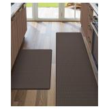 DEXI Cushioned Kitchen Floor Mats, 2pc, Brown