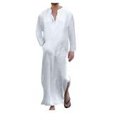 Jacansi Men's Cotton-Linen Kaftan Thobe