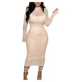 SzM Womens Lace Dress Midi Dress (lace only)