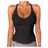 LARGE Danysu V-Neck Racer Back Tank Top for Women