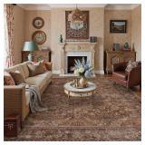$200 HUGEAR 10x14 Machine Washable Rug, Brick Red