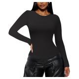 Womens Long Sleeve Top - Crew Neck Tee