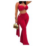 LARGE Women's Halter Crop Top & High Waist Pants S