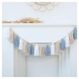 DCJHFJ Boho Blue Tassel Garland with Beads