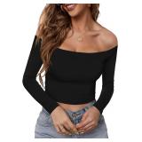 HUHOT Womens Off-Shoulder Crop Top 2025