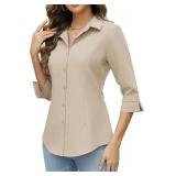 2XL HOTOUCH Button Down Shirt 3/4 Sleeve