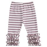 Size 6 Girl Striped Ruffle Leggings (TAN)
