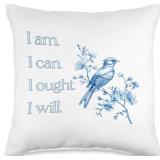 Charlotte Mason Blue Toile Bird Throw Pillow