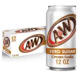 A&W Cream Soda Zero Sugar, 12 fl oz cans