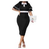 (Medium) Xinlees Women's Bodycon Pencil Dress Ruff