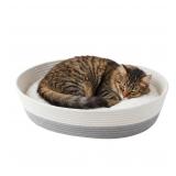 Kitty City Woven Cat Bed, 14'x19' White/Gray