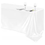 TURSTIN 1 Pack White Satin Tablecloth 102x58