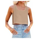 SzM Aoysky Womens Cotton Crop Tank Top Sleeveless