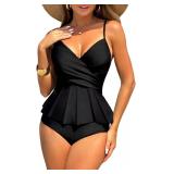 (M) Women's Ruffled Tankini Swimsuit