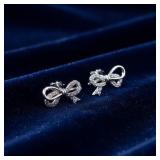Sterling Silver 925 Swarovski Bow Earrings