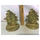 Brass Colored Sailing Ship Book Ends