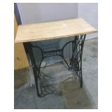 Singer Metal Leg Table, 29"T x 28"W x 15"D