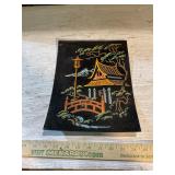 Vtg Asian Garden Painting on Felt