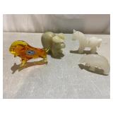Onyx Marble, Crystal & blown glass Animal Figures