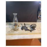 Cast iron lamp holder & wall mount, oil lamp