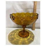 Indian Glass Teardtop Compote, 8"