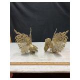 Vtg Brass Fighting Roosters, 9ï¿½ tall