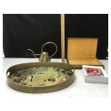 Tray, Coasters, Trinket Box, Brass Kettle