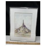 Watercolor of Chimney Rock by C.D. Fairbanks