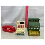 Vintage Kid Toys Cash Registers and Phone