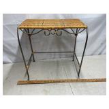 Wicker and metal side table / plant stand 18ï¿½ tall