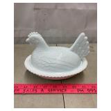 Milk Glass Hen On Nest