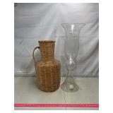 Glass and Wicker Vases