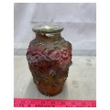 Vintage Goofus Glass Vase With Grape Relief