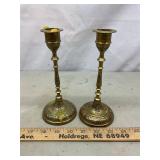 Made In India Brass Etched Candlestick Holders