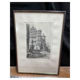 Rare Vtg Framed Etching, see description