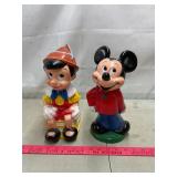 Mickey Mouse and Pinocchio Piggy Banks