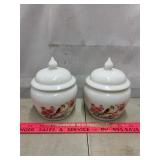 Avon Dynasty Bird Pattern Candle Holder Jars