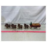 Cast Iron Team Of Horses and Barrel Wagon