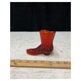 Vtg Fenton Amberina Glass Boot, 3.75ï¿½ tall