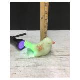 Fenton Satin Custard Uranium Glass Bird