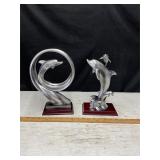 Silver Toned Dolphin Figurines, very nice! 12.5ï¿½t
