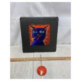 Slate purple kitty art clock. Untested