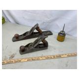 Vtg Stanley Bailey flat planes & oil can. See pics