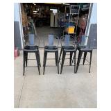4 Metal Bar Stools, 16ï¿½ x 17ï¿½ x 41ï¿½t