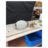 Vtg MCM Regency Lamp w/ Pearlized Milk Glass Globe