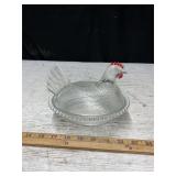 Vtg Indiana Glass Hen on a Nest, 5ï¿½ tall