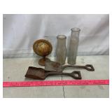 Vintage Items: Globe, Vases, Shovels